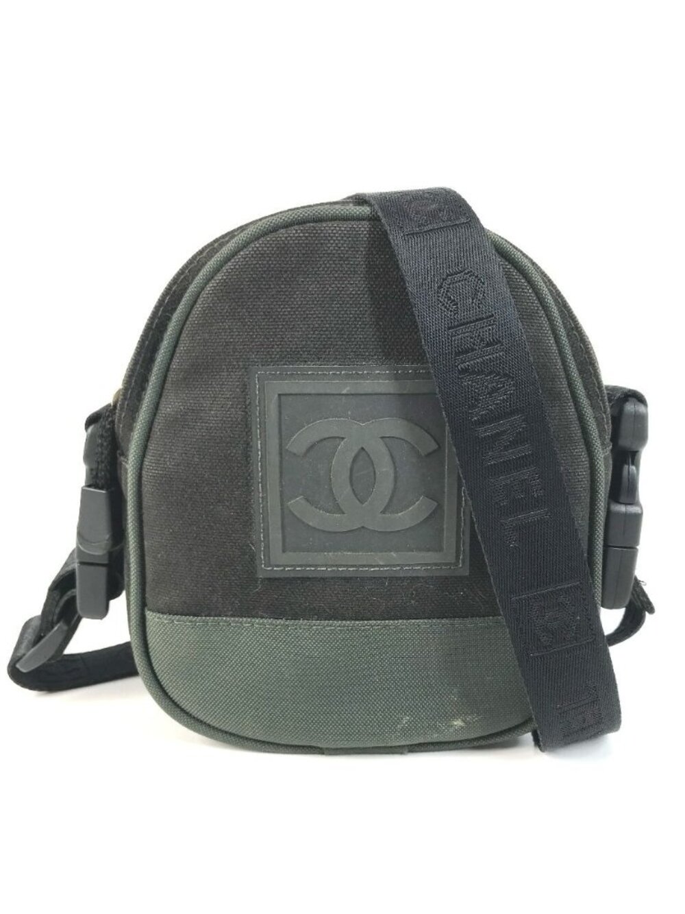 Chanel Shoulder Bag CC Logo Canvas Black